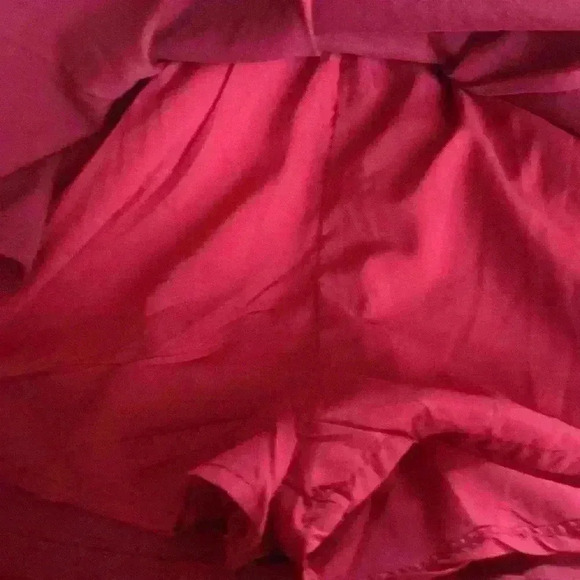 Hausen Malia Romper Dress Strapless Pleated Cranberry Red Playful Coquette L - Picture 13 of 13